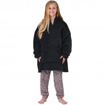 Black Kids' Sienna Fleece Sherpa Hoodie Blanket