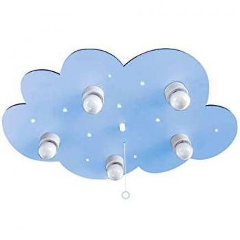 Wolke Deckenleuchte, fünfflammig, hellblau