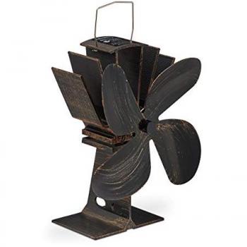 Ventola per Camino Senza Corrente, Silenziosa, Ventilatore per Stufa, 4 Pale, Bronzo