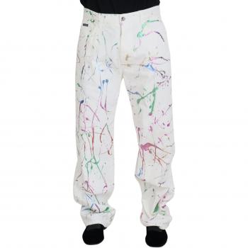 Dolce & Gabbana Men's Wide Color Splash Denim Pants Size M