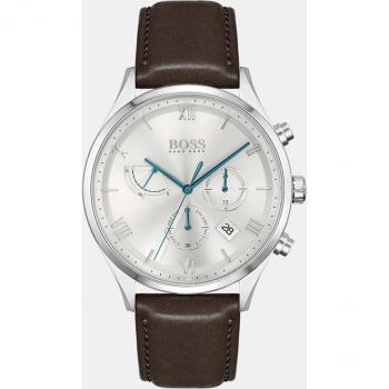 Montre Homme Hugo Boss Chrono‑Quartz, Bracelet Cuir Moutarde – 1513889