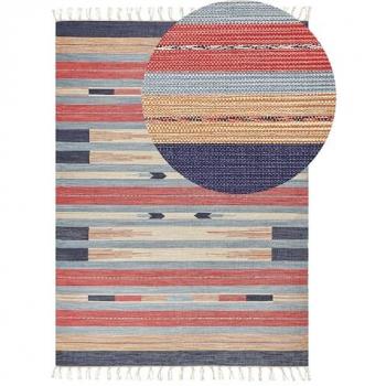 Gandzak‑Kilim von Beliani – 140 × 200 cm, modernes Boho-Muster, Baumwollteppich, zweiseitig