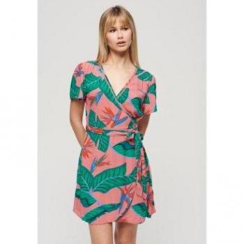 Superdry Robe Courte Portefeuille Femme Imprimée Rose Taille 40