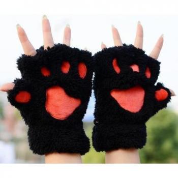 Winter Cat Paw Fingerless Gloves