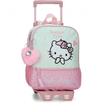Mochila preescolar Hello Kitty con carro turquesa