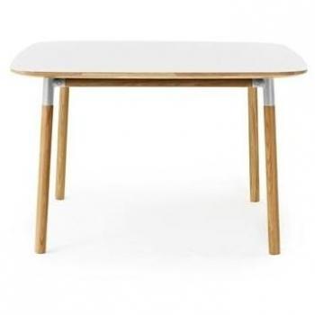 Table Carré 120 cm, Bois de Chêne & Stratifié Blanc – Normann Copenha