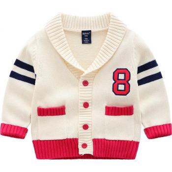 Pull garçon école, cardigan à col V, coupe-vent, brodé 8 mots