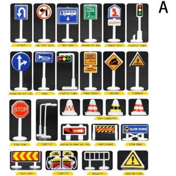 Colección de 28 Piezas de Señales de Tráfico para Juguetes de Vehículos