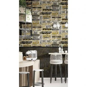 Papel pintado Friends&Coffee Marble Concrete negro y marrón