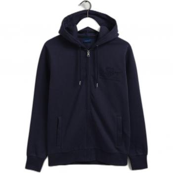 Sweater GANT Sweatjacke REGULAR TONAL SHIELD FULL ZIP HOODIE Größe L, blau, Herren