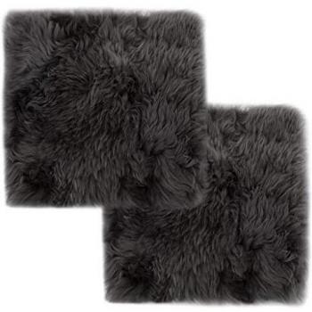 Eco‑Friendly 40x40 cm Sheep Leather Chair Pads – Light Grey, Pair