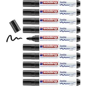 Edding 4500 Rotulador Textil Permanente, Color Negro, Caja de 10, Punta Redonda de 2-3 mm, Ideal para Dibujar y Caligrafiar sobre Tejidos, Resistente a Lavados hasta 60°C