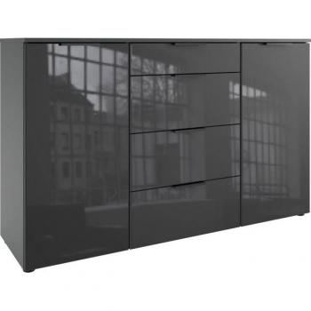 Kombikommode WIMEX Level36 black C, graphit mit Glasfront