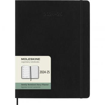 Moleskine 18 Monate Wochenkalender 2024/2025 XL 1 Wo = 2 Seiten Horizontal Weicher Einband Schwarz