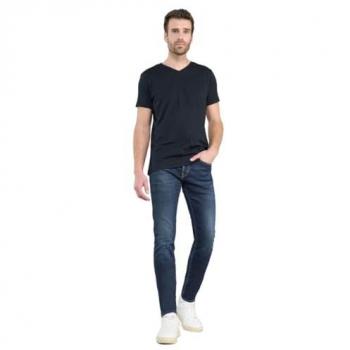 Jeans ajusté stretch 700/11 longueur 34 bleu Noël en coton