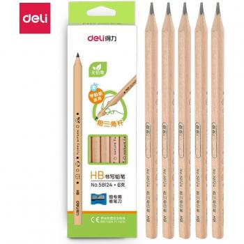 DELI 6PCS Jumbo Triangular Pencils with Sharpener for Kids