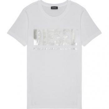T‑shirt Diesel TSILYWX blanc, coupe courte pour enfants