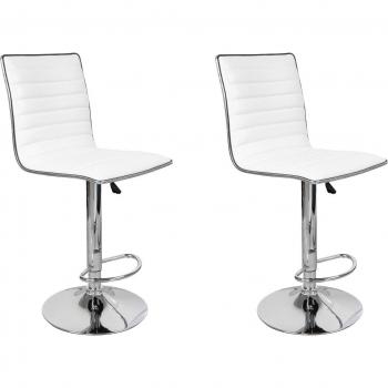 Hochstuhl Kayoom Barstuhl Midnight 625 2er-Set in Lederoptik – weiß, B:42 cm H:95 cm T:54 cm, Kunstleder/Chrom, pflegeleicht, höhenverstellbar, drehbar