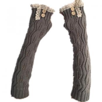 Warm Knitted Lace Button Gloves