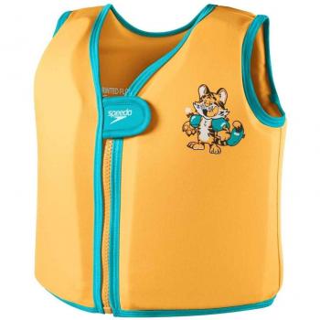 Chaleco de flotación Speedo Learn To Swim Printed Character para niños de 2-4 años, color naranja claro, azul turquesa y negro