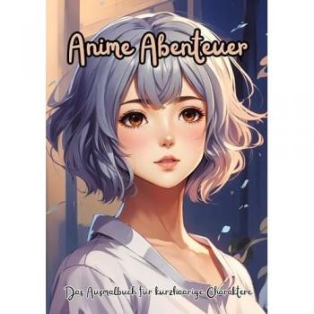 Kurzhaarige Anime Abenteuer Ausmalbuch