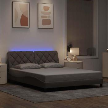 Tissu nuancé taupe, cadre de lit lumineux 160x200 cm – vidaXL