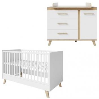 Set lettino e fasciatoio in legno Smile