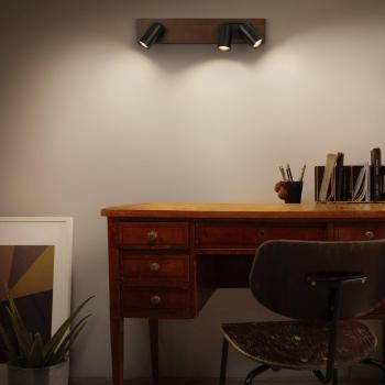 LEDVANCE Faretto da soffitto Mercury GU10, 3 luci, legno/nero, 3 x 3,4W, 690lm, con teste regolabili e design versatile per interni