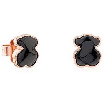 Pendientes Motif de Tous en plata vermeil rosa con ónix