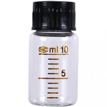 Botella graduada de cristal de 10ml con tapa de plástico negro