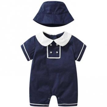 Navy Sailor Baby Outfit with Hat