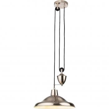 Netlighting Suffolk Rise & Fall Pendant Light Brushed Steel