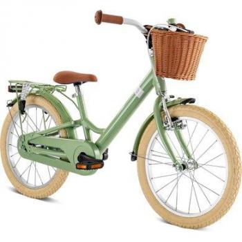 PUKY 4340 YOUKE 18 CLASSIC Alu-Kinderfahrrad mit Lenkerkorb Rücktrittbremse retro green