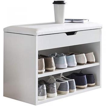 KADIMA DESIGN Schuhbank CIGNO, Kunstlederbezug in Weiß/Sonoma Eiche