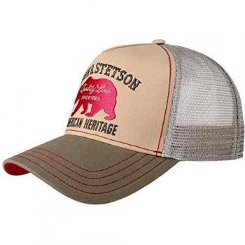 Casquette Baseball Stetson JBS Bear – Mesh snapback, visière à motifs – Unisexe beige
