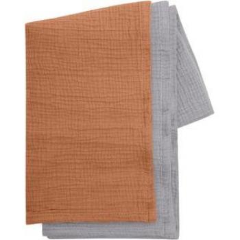 Coperta mussola Kindsgard Himsky 2 pezzi cannella/grigio