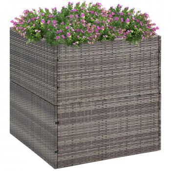 VidaXL Garden Planter Gray 31.5 x 31.5 x 31.5 Poly Rattan