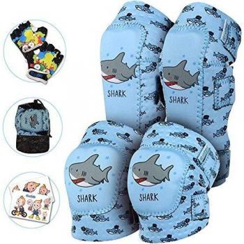 Simply Kids Innovant Doux Enfant Coudières, Genouillère et Gants Vélo Protection Enfants Sac Mesh