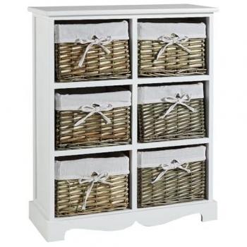 HOME SOURCE 6-Drawer Chest with Willow Wicker Baskets