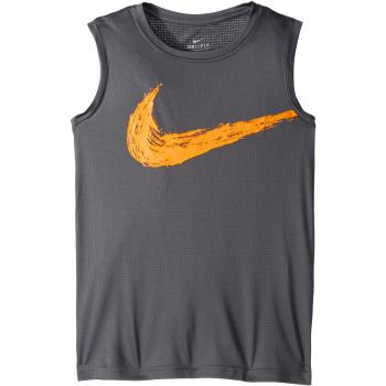 Camiseta deportiva NIKE B Nk Dry Top SL, Niños, Gris Oscuro/Naranja, M