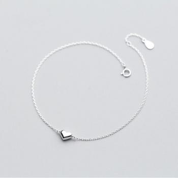 Real 925 Sterling Silver Heart Foot Chain Anklet