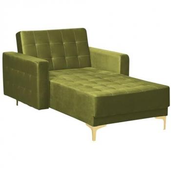 Modern Green Velvet Reclining Lounger