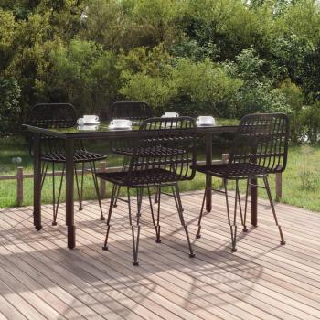 VidaXL 5-tlg. Garten-Essgruppe Schwarz Rattan
