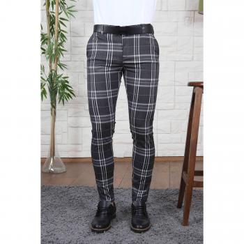 Slimfit Men's Checkered Fabric Trousers