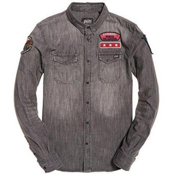 Herrenfreizeithemd Superdry Monochrome Grau M