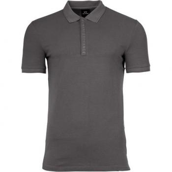 Armani Exchange Männerpoloshirt – Grau, Größe XXL, Baumwolle/Elasthan, Hidden Buttons