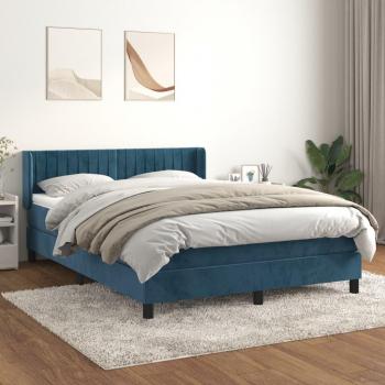 VidaXL Boxspringbett 140x200 cm mit Matratze Dunkelblau