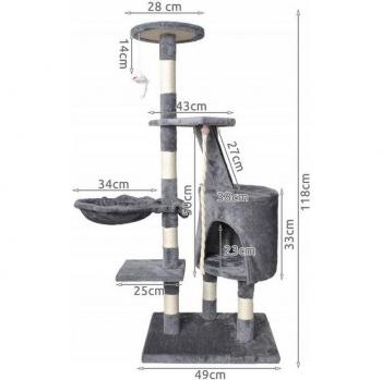 Albero da Giocare per Gatti 118 cm – Malatec Grigio
