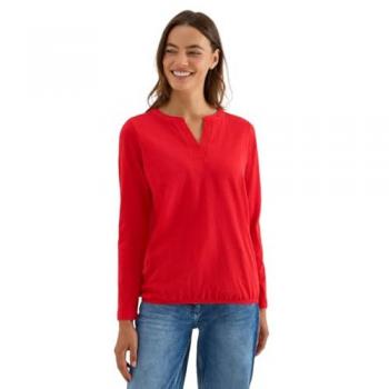 CECIL Damen-Tunika‑Langarm Shirt in Feuerrot – Bio-Baumwolle – XS / S / M / L / XL / XXL
