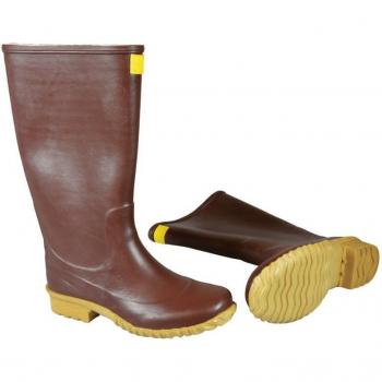 Stivali di gomma resistente, design calandrato con ginocchio foderato, marrone, 41